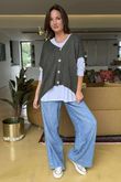 Made in Italy Hush Button Knit Waistcoat Khaki
